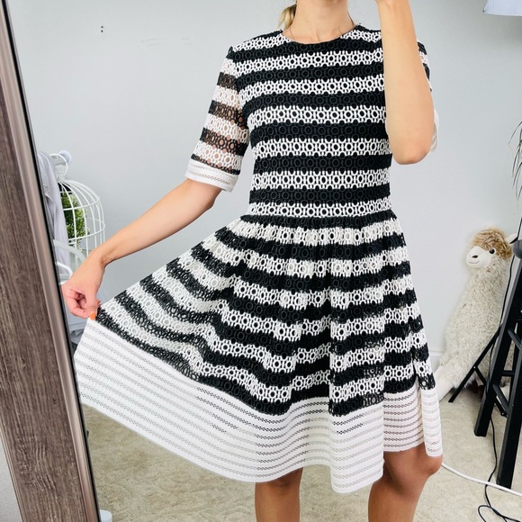 ALEXIS midi dress black white laced T-shirt dress bouffant prom formal casual - Picture 12 of 16